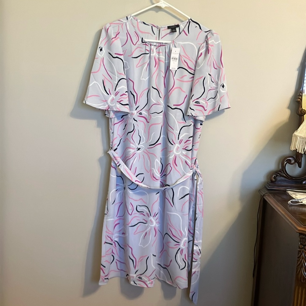 Ann Taylor light floral dress with sash belt